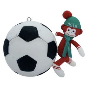 Hallmark Soccer Ornament Star Personalize Keepsake  2018 Sock Monkey Ball